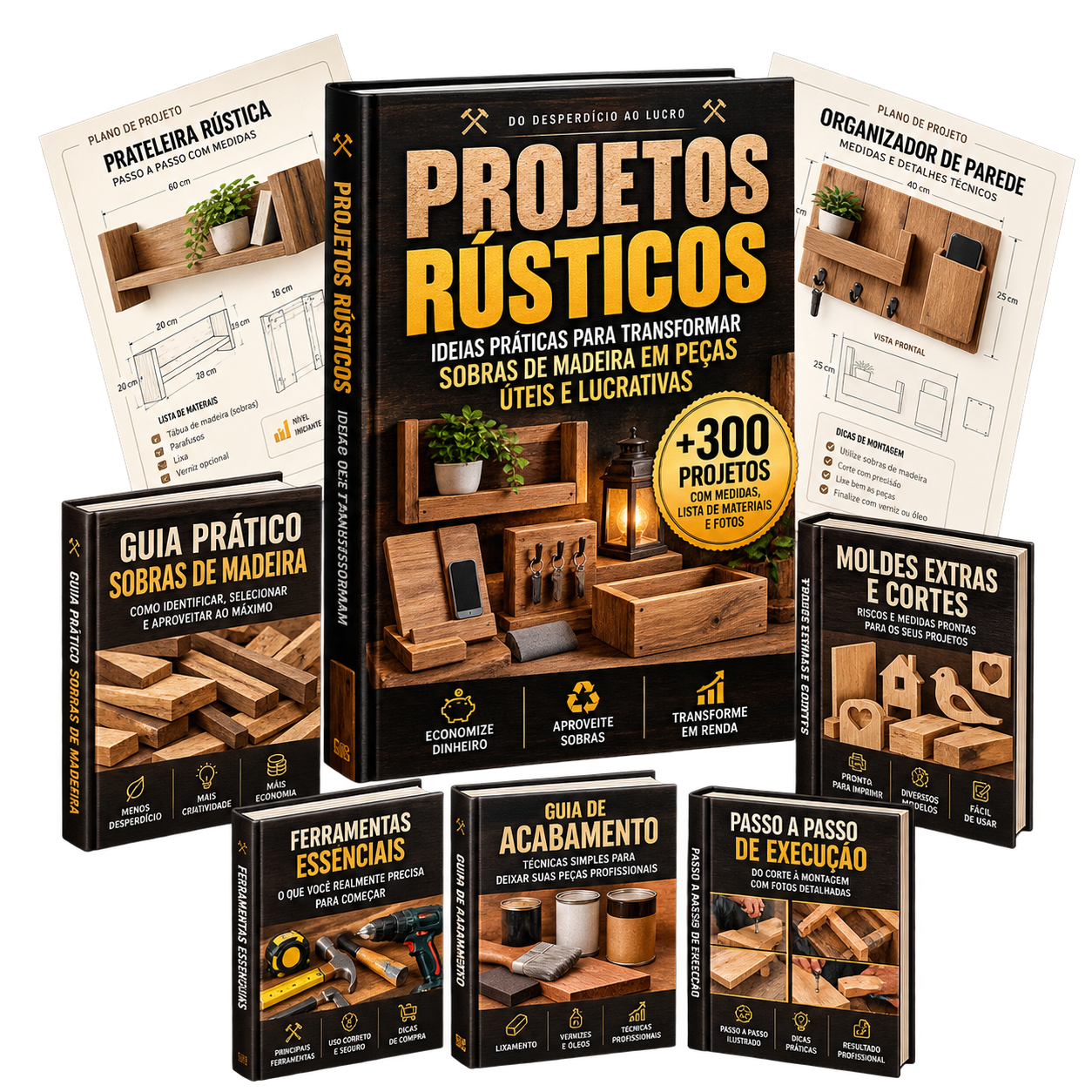 Coleção digital Projetos Rústicos com livro principal e guias bônus